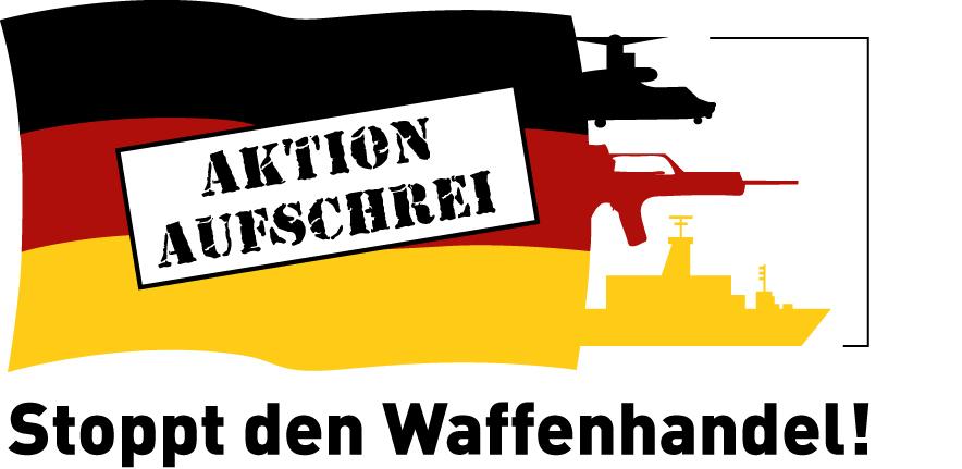 Logo der Aktion Auschrei, die sich für ein Rüstungsexportkontrollgesetz einsetzt